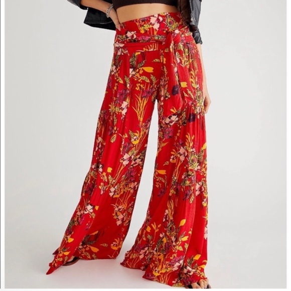 Free People One Aloha Printed Wide Leg Flare Pants - Picture 3 of 7